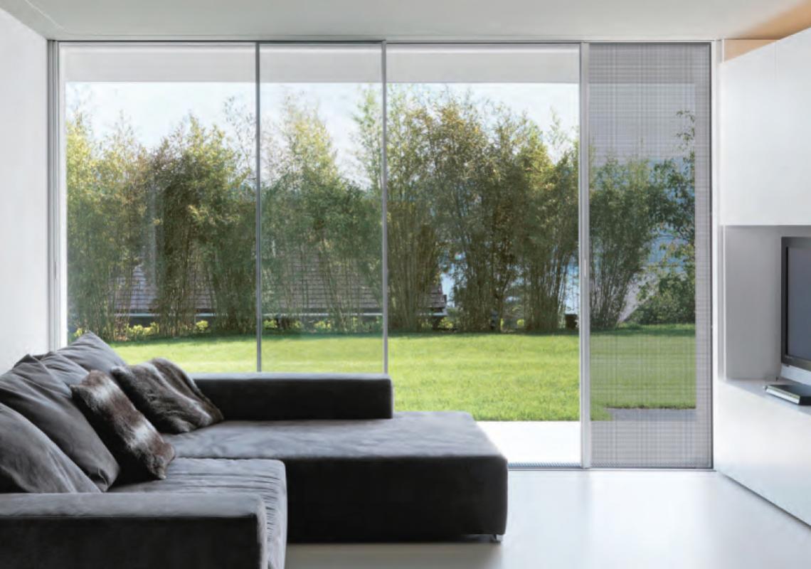 When not in use, the frameless, pleated Fly insect screen fully retracts out of sight into the frame.